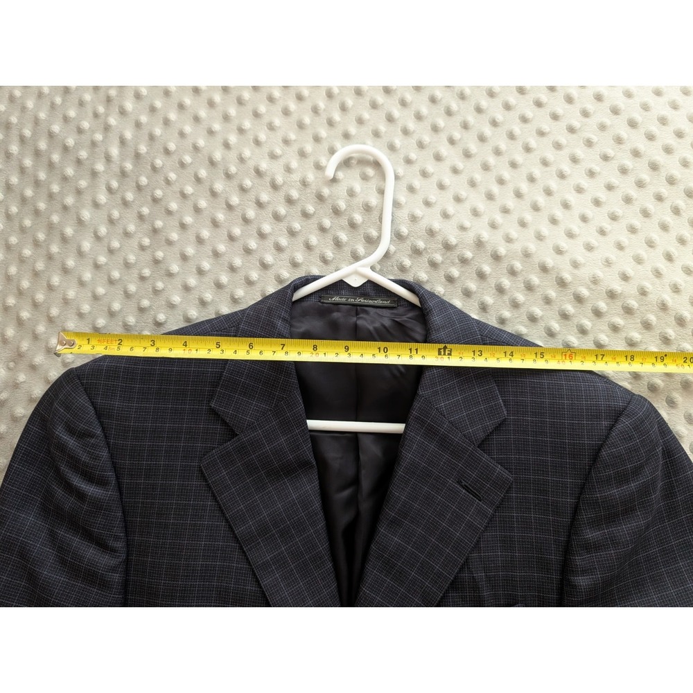 Ermenegildo Zegna Wool Blazer Men's 38R Saks Fifth Avenue Check Navy Jacket - Picture 10 of 16